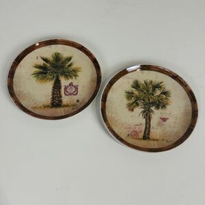 2 Cape Craftsman Chad Barrett Art in Motion Palm Tree Plates 2007